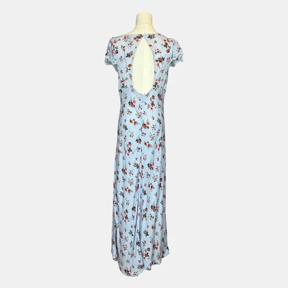 Wild Fable Women's Medium Blue Floral Dress Rayon Square Neck | Cottage - Picture 4 of 7